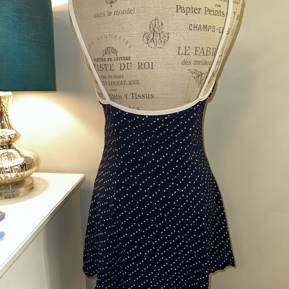 Vintage GABAR Swimdress Navy And White Dot White Trim Size 12 MINT CONDITION - Picture 3 of 7